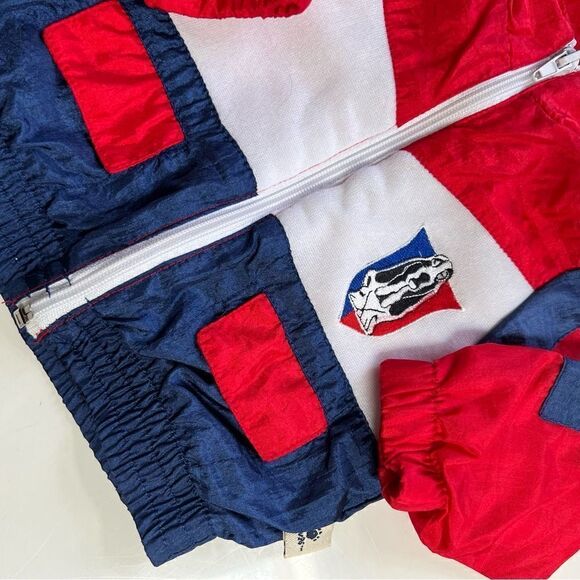 Retro 1990s Red White Blue Puppy Nylon Windbreaker Track Jacket - Picture 6 of 9